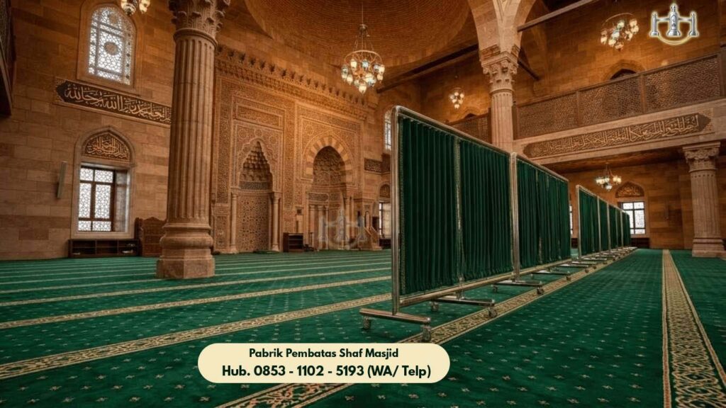 Hijab Masjid Stainless Brangsong, Model Pembatas Shaf Stainless Steel Minimalis Modern